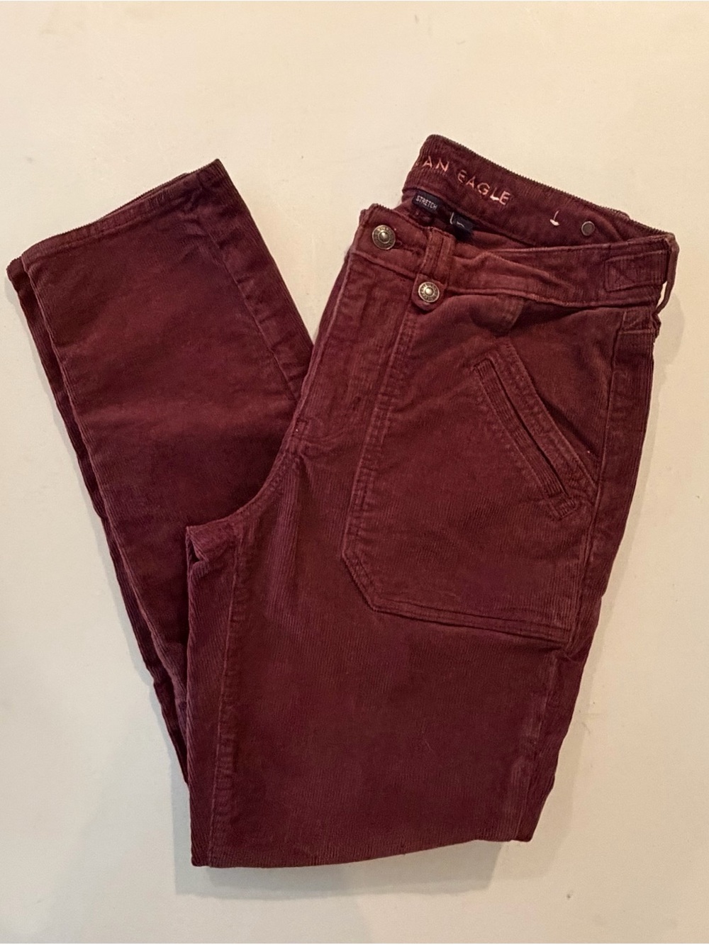 American Eagle Outfitters Women's Wine Corduroy Straight-Leg Jeans